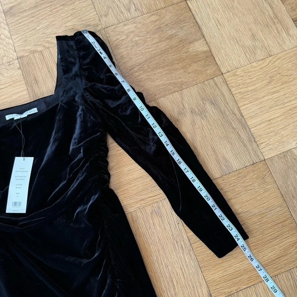 NWT Veronica Beard 8 Toki Black Velvet Ruched Square Neck LBD Cocktail Dress - Picture 9 of 10